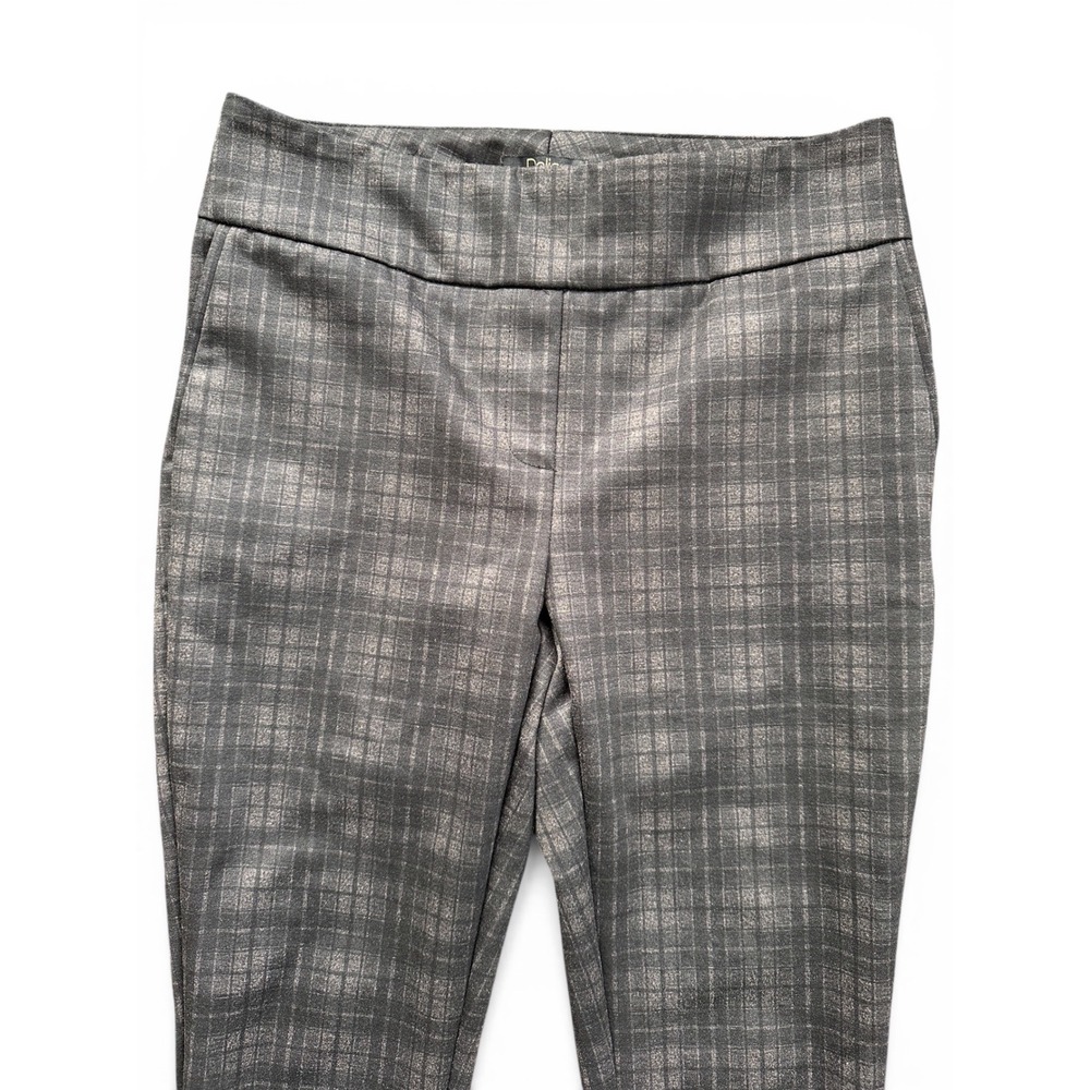 Dalia Plaid Pull On Dress Pants Wmn Medium Grey Check Stretch Trousers Excellent - Picture 3 of 6
